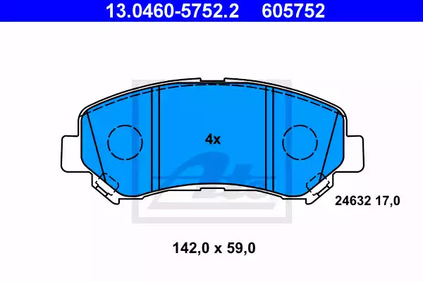 Комплект тормозных колодок ATE 13.0460-5752.2 (605752, 24632)