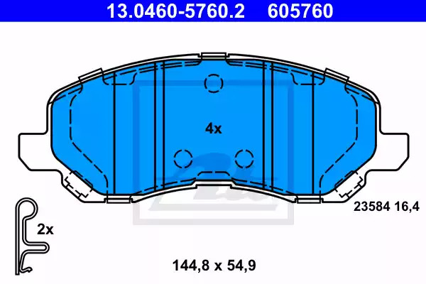 Комплект тормозных колодок ATE 13.0460-5760.2 (605760, 23584)