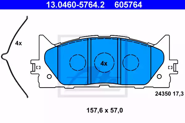 Комплект тормозных колодок ATE 13.0460-5764.2 (605764, 24350)