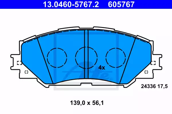 Комплект тормозных колодок ATE 13.0460-5767.2 (605767, 24336)