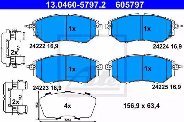 Комплект тормозных колодок ATE 13.0460-5797.2 (605797, 24222, 24223, 24224, 24225)