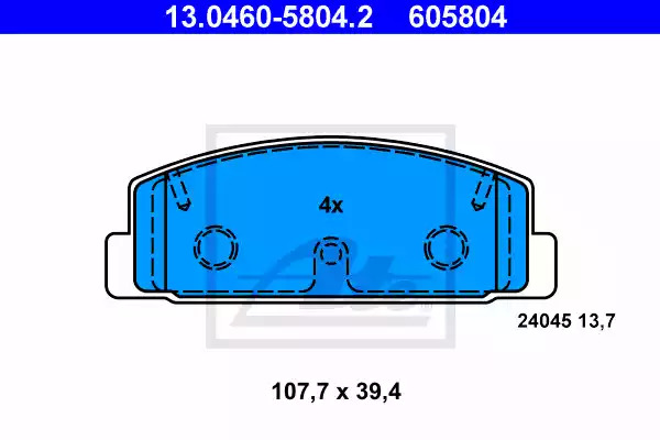 Комплект тормозных колодок ATE 13.0460-5804.2 (605804, 24045)