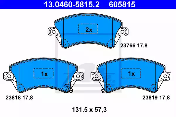 Комплект тормозных колодок ATE 13.0460-5815.2 (605815, 23766, 23818, 23819)