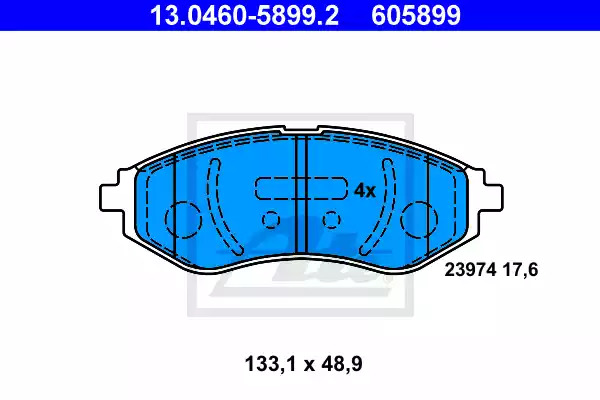 Комплект тормозных колодок ATE 13.0460-5899.2 (605899, 23974)