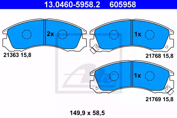 Комплект тормозных колодок ATE 13.0460-5958.2 (605958, 21363, 21768, 21769)