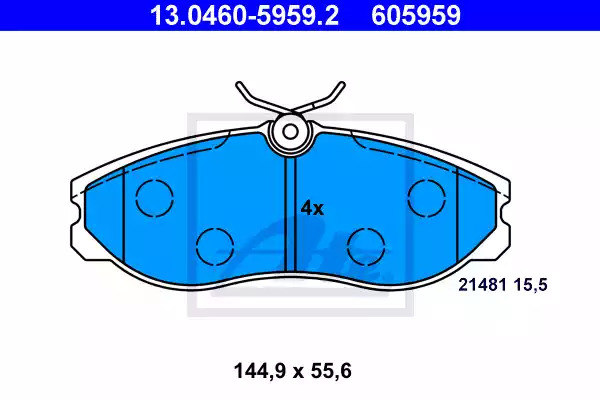 Комплект тормозных колодок ATE 13.0460-5959.2 (605959, 21481)