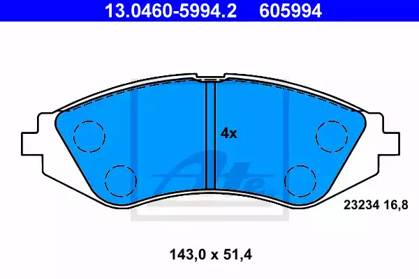 Комплект тормозных колодок ATE 13.0460-5994.2 (605994, 23234)