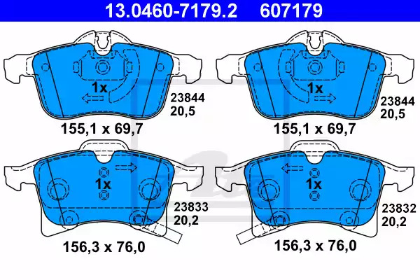 Комплект тормозных колодок ATE 13.0460-7179.2 (607179, 23832, 23833, 23844)