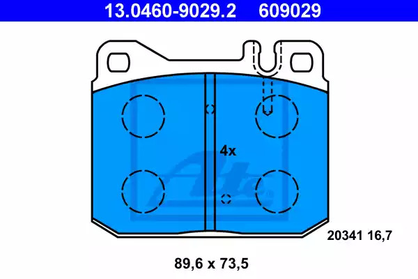 Комплект тормозных колодок ATE 13.0460-9029.2 (609029, 20341)