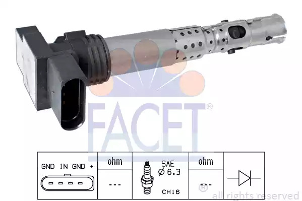 Катушка зажигания FACET 9.6331 (EPS 1.970.431, KW 470 431)