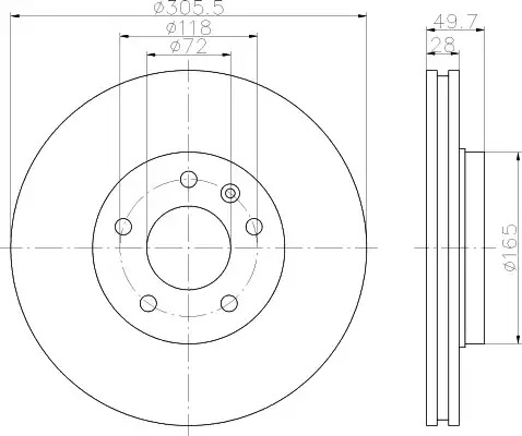 Тормозной диск HELLA PAGID 8DD 355 108-951 (54160PRO)