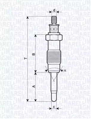 Свеча накаливания MAGNETI MARELLI 062500300304 (UC4A, UC 4 A)