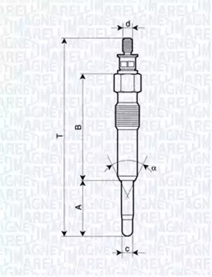 Свеча накаливания MAGNETI MARELLI 062503901304 (UC8A, UC 8 A)