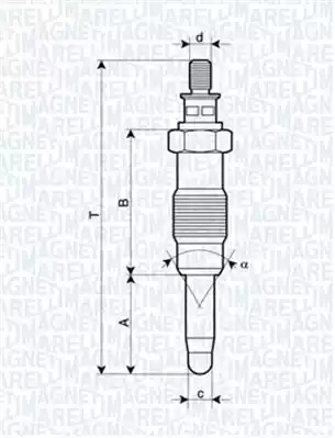 Свеча накаливания MAGNETI MARELLI 062583003304 (UX13A, UX 13 A)