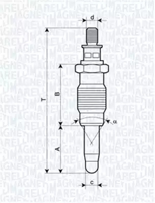 Свеча накаливания MAGNETI MARELLI 062900005304 (UX18A, UX 18A)