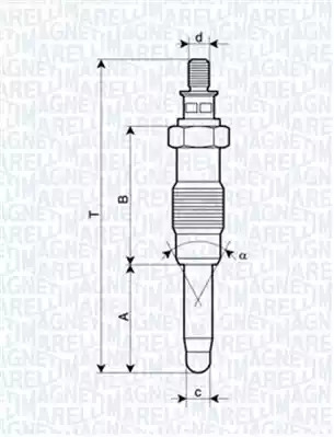 Свеча накаливания MAGNETI MARELLI 062900010304 (UX20A, REP 1A, TIX 2 A, TIX 4 A, TIX 6 A, TLX 2 A, UX 14 A, UX 15 A, UX 20A, UX 4 A, UX 5 A)