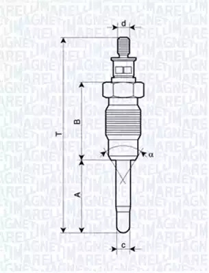 Свеча накаливания MAGNETI MARELLI 062900016304 (UX22A)