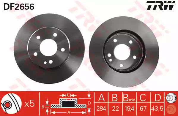 Тормозной диск TRW DF2656