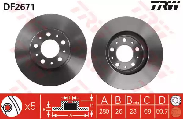 Тормозной диск TRW DF2671