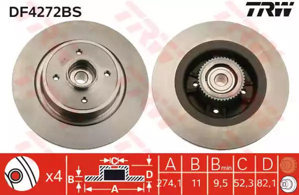 Тормозной диск TRW DF4272BS