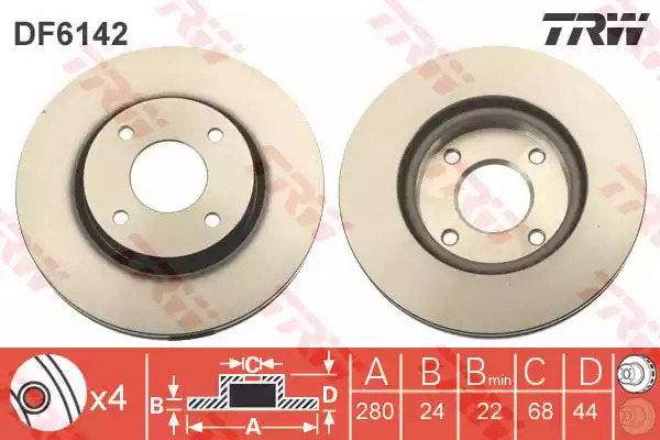 Тормозной диск TRW DF6142