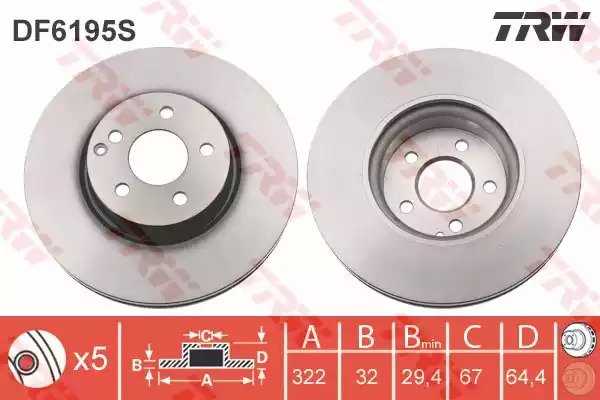 Тормозной диск TRW DF6195S
