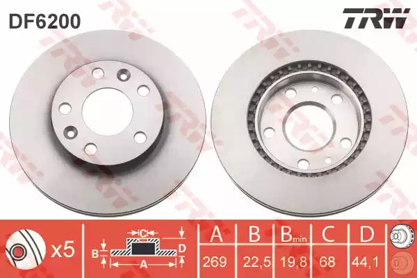 Тормозной диск TRW DF6200