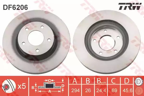 Тормозной диск TRW DF6206