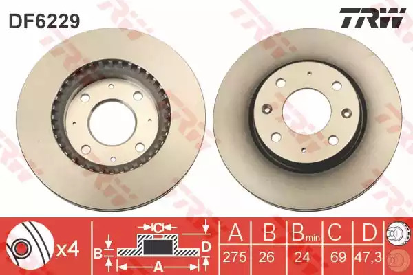 Тормозной диск TRW DF6229