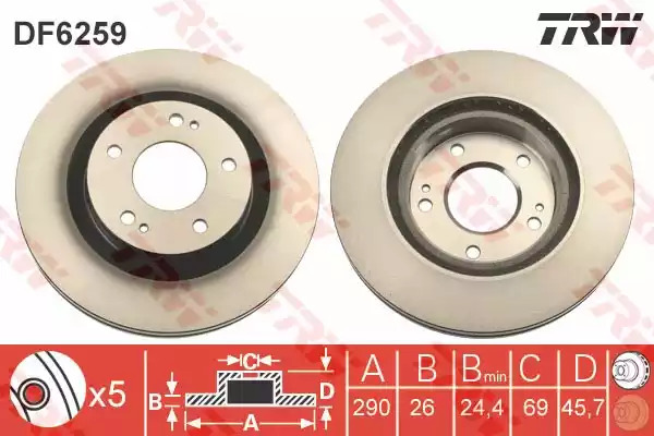 Тормозной диск TRW DF6259