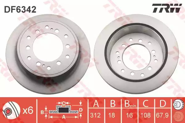 Тормозной диск TRW DF6342