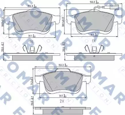 Комплект тормозных колодок FOMAR Friction FO 894881