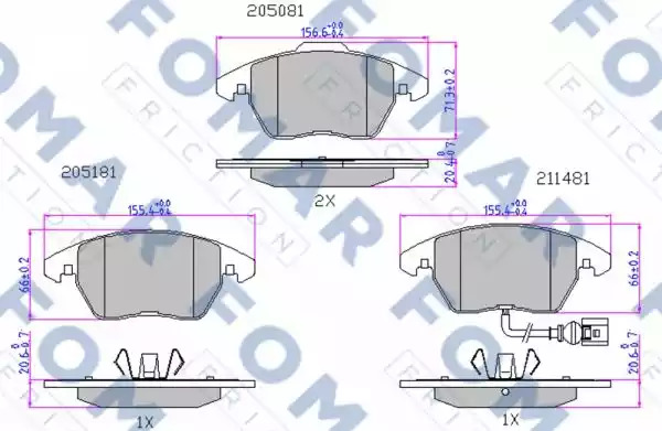 Комплект тормозных колодок FOMAR Friction FO 912981