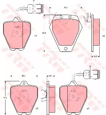 Комплект тормозных колодок TRW GDB1162 (21452, 21453, 21454)