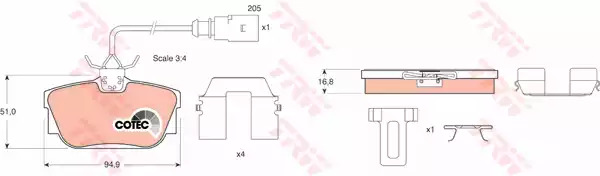 Комплект тормозных колодок TRW GDB1369 (23224)