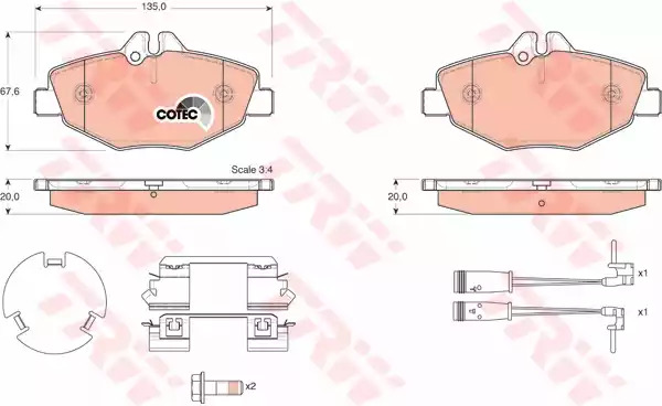 Комплект тормозных колодок TRW GDB1542 (23743, 23744)