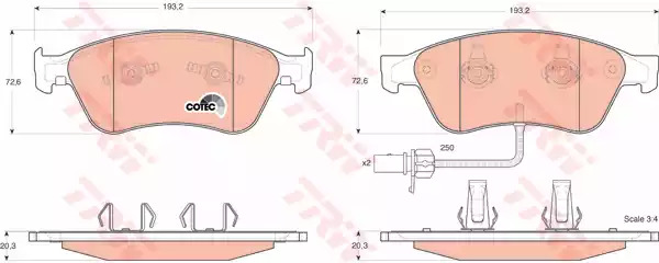 Комплект тормозных колодок TRW GDB1553 (23885, 23896, 23897)