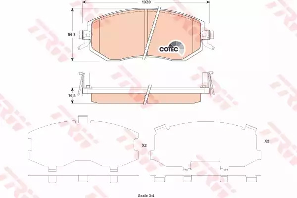 Комплект тормозных колодок TRW GDB3519 (23865, 23866, 23867)