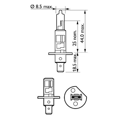 Лампа накаливания PHILIPS 12258VPS2 (GOC 36322728, H1)