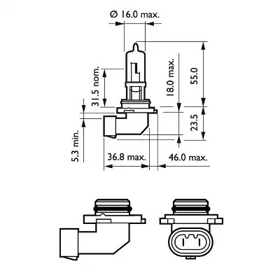 Лампа накаливания PHILIPS 9005PRC1 (GOC 24689930, HB3)