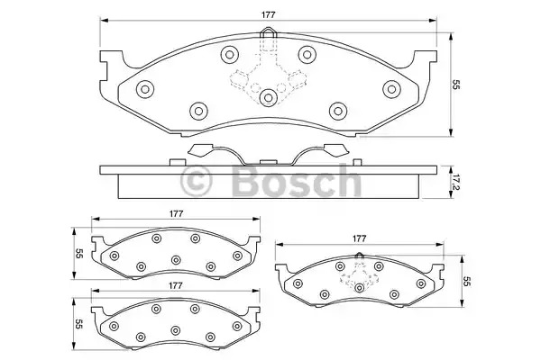 Комплект тормозных колодок BOSCH 0 986 424 284 (BP139, E1 90R-011096/704, 21822, 7358AD47;7358-D47;7507-D47;7358D477)