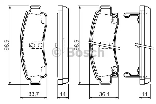 Комплект тормозных колодок BOSCH 0 986 424 299 (BP146, E9 90R-02A1081/3403, 21734, 7390D511)