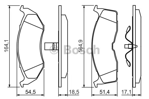 Комплект тормозных колодок BOSCH 0 986 424 363 (BP174, E9 90R-02A0870/1636, 23043, 7470AD59;7597D730;7598D730;7623D730)