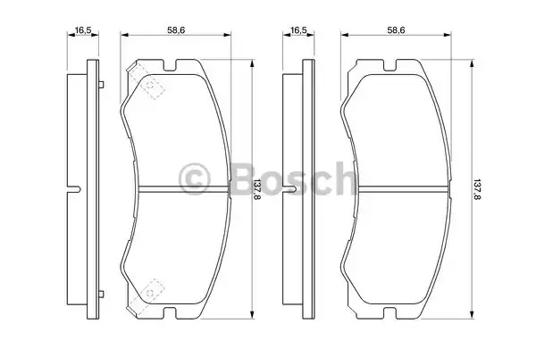 Комплект тормозных колодок BOSCH 0 986 424 366 (BP177, E1 90R - 011076/852, 21 847, 7459D579; 7585D579)