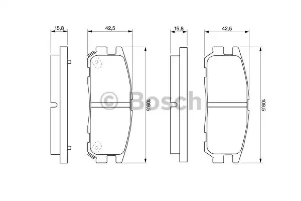 Комплект тормозных колодок BOSCH 0 986 424 367 (BP178, 21 876, 7460D580; 7586D580, 90R-010064/003)