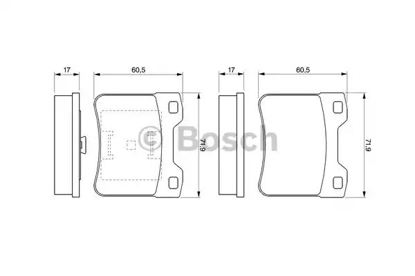 Комплект тормозных колодок BOSCH 0 986 424 411 (BP201, E1 90R-011075/1631, 21857)