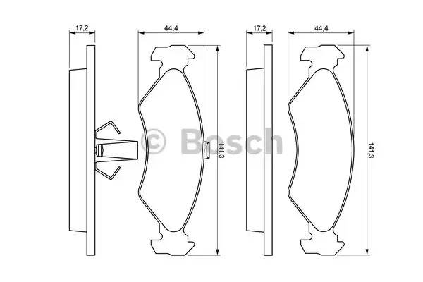 Комплект тормозных колодок BOSCH 0 986 424 416 (BP206, E1 90R - 011075/799, 23102)