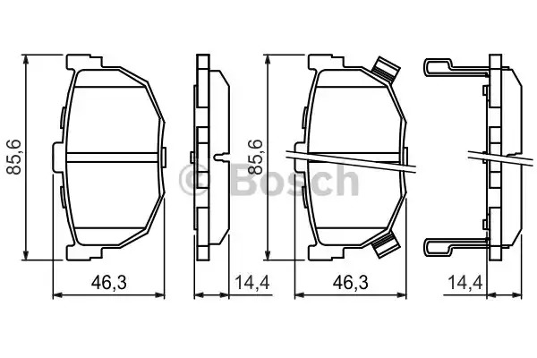 Комплект тормозных колодок BOSCH 0 986 424 418 (BP208, E9 90R-02A0871/0276, 21553, 7146D323;7283D323;7146D429;7344D464)