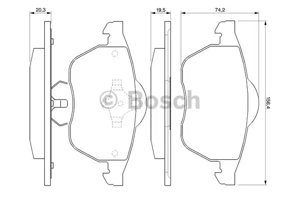 Комплект тормозных колодок BOSCH 0 986 424 460 (BP229, E9 90R - 02A1080/0054, 21911, 7434D555; 7434D687; 7710D687)