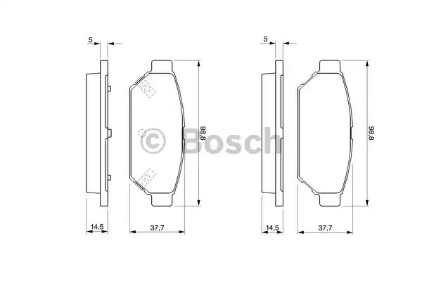 Комплект тормозных колодок BOSCH 0 986 424 464 (BP233, E9-90R-02A0871/3460, 21873, 7474D596)